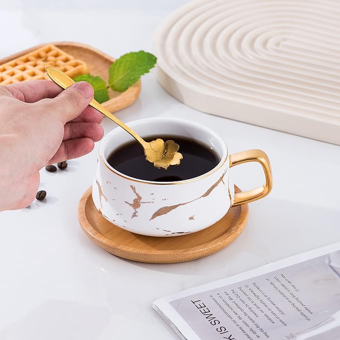 2 Sets of 10 oz Luxury Golden Marble Tea/Coffee Cup - Image 2