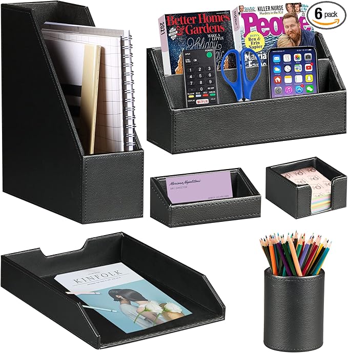 Ayunga PU Leather 6-piece Office Supplies Combination Set, Pencil Cup, Business by Ayunga