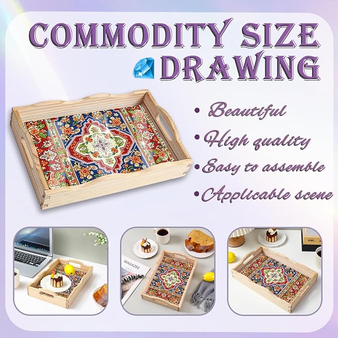 EWJRNSF Diamond Art Kits for Adults Wooden Serving Trays - Image 4