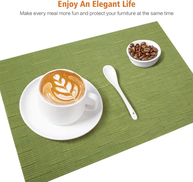 Placemats Set of 8, Vinyl PVC Heat Resistant Washable Placemats Set, Non Slip - Image 5