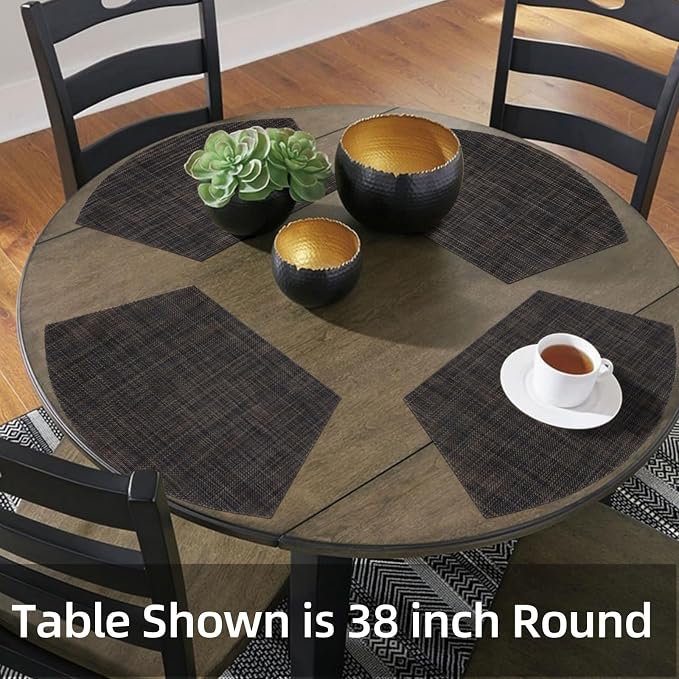SHACOS Small Wedge Placemats Set of 4 Woven Vinyl Round Table Placemats Wipe - Image 8
