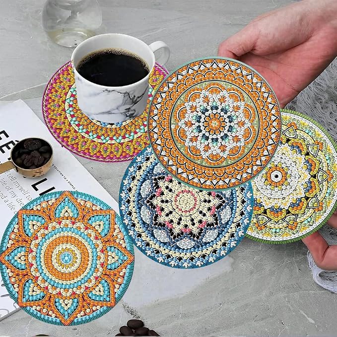 ijbnhd 8 Pack Mandala Diamond Art Coasters Kits 4x4 inch | Mandala Diamond - Image 4