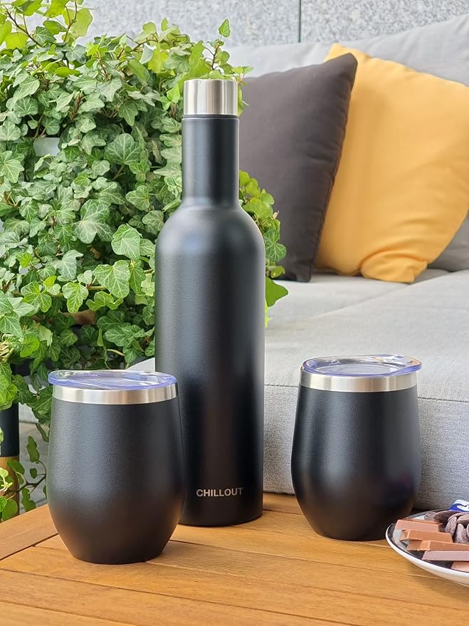 CHILLOUT LIFE 12 oz Stainless Steel Wine Tumblers 2 Pack & 1 Insulated Wine - Image 6