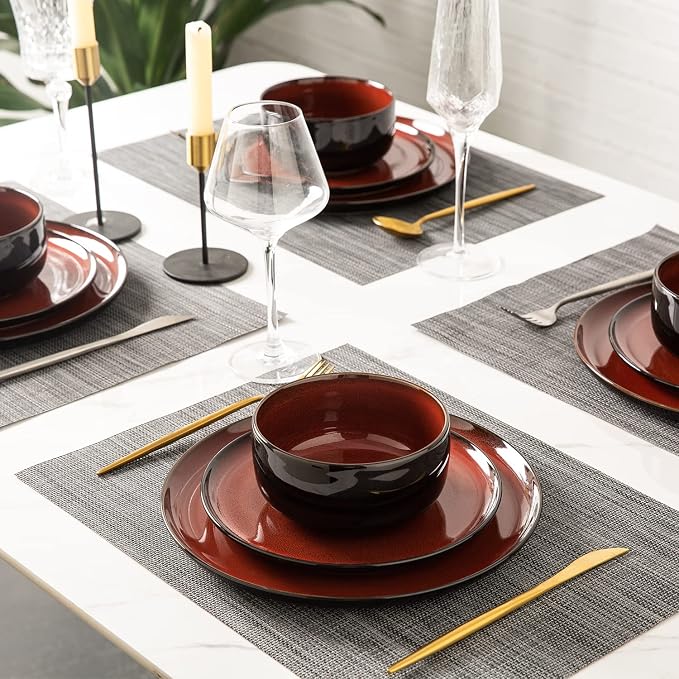 LERATIO Ceramic Dinner Plates Set of 4, 10.5 Inch Reactive Glaze Plate Sets | - Image 7