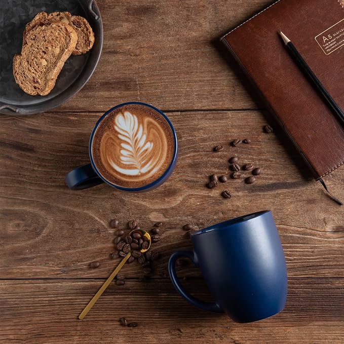 AmorArc 12 OZ Coffee Mugs, Matte Blue Coffee Cups - Image 5