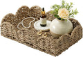 StorageWorks Small Wicker Scalloped Trays, Natural Seagrass Serving Tray | by StorageWorks