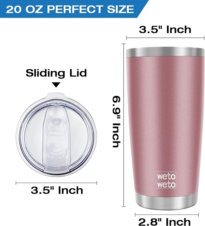 WETOWETO 20oz Insulated Stainless Steel Tumbler, Double Wall Vacuum Travel - Image 3