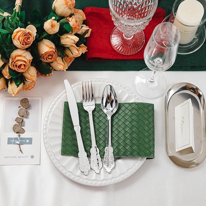 120PCS Silver Plastic Silverware, Vintage Disposable Utensils & Cutlery | 40 - Image 5