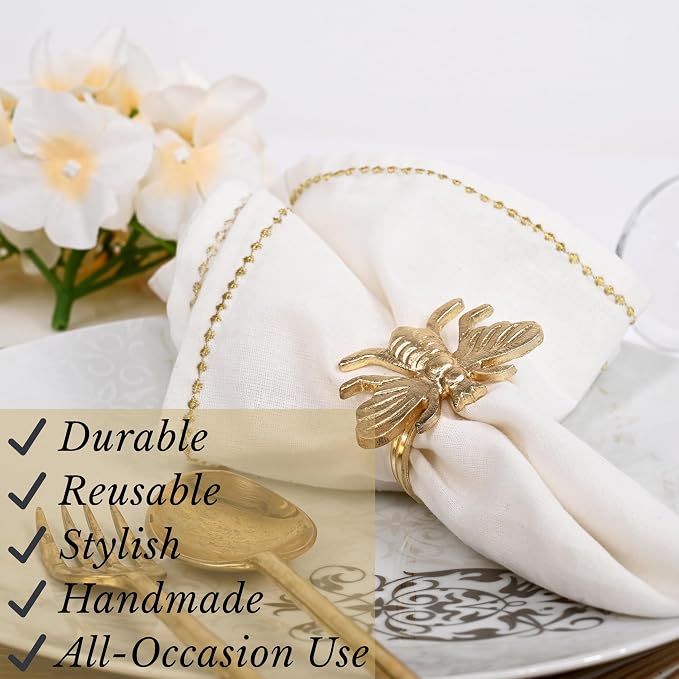 Alpha Living HOMEAntique Gold Metal Napkin Rings - Image 7