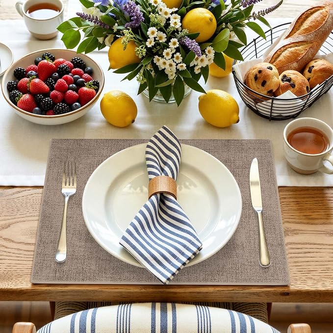 Faux Leather Heat Resistant Placemats 6 Packs, Waterproof Wipeable Dining PU - Image 8