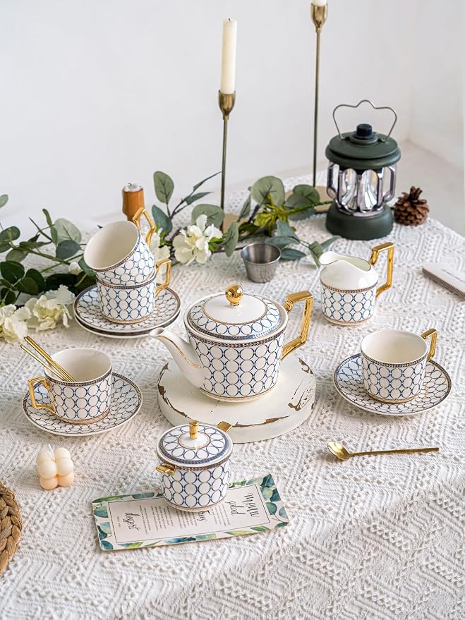 CwlwGO-European style cup and saucer set, 7 oz bone china exquisite glazed - Image 7