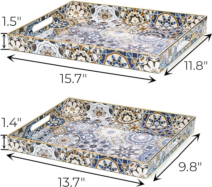 Hiceeden Set of 2 Decorative Serving Trays - Image 2