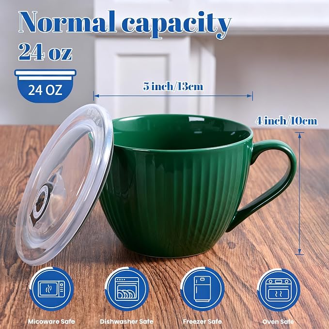 24oz Soup Mug with Handle & Lid, Microwave Soup Bowl/Cup, Ice Cream and - Image 2
