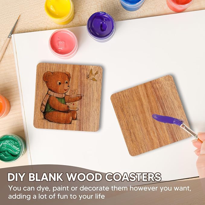 24PCS Wood Coasters Square Wooden Coaster - Image 6
