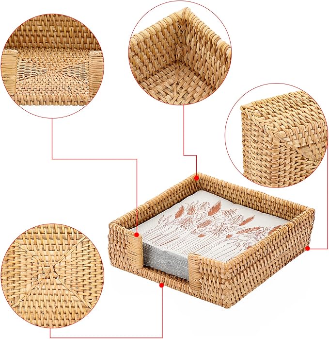 Sumnacon Napkin Holder, Wicker Napkin Holder Table, Rattan Napkin Basket - Image 4
