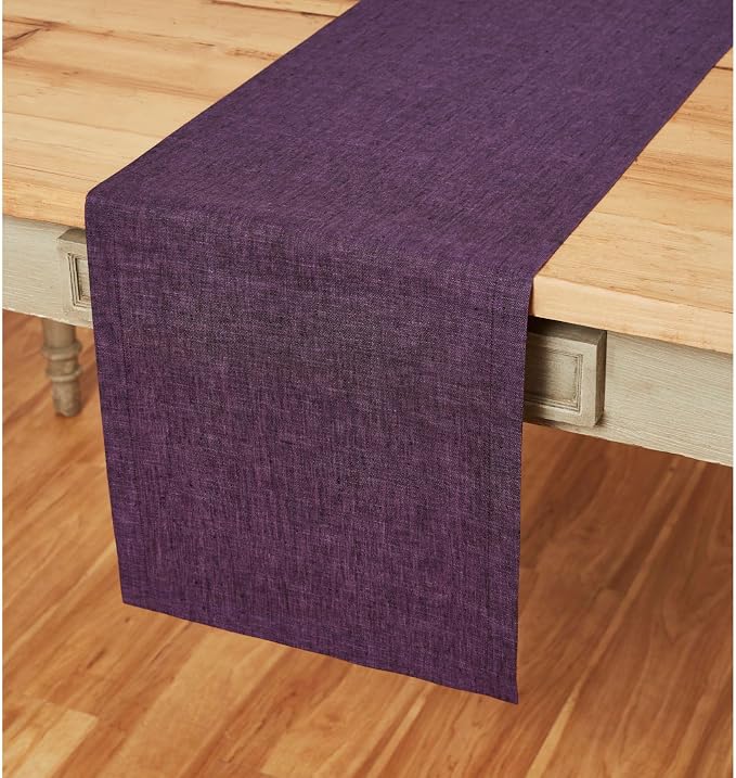 Solino Home 100% Pure Linen Table Runner Grape Woven, Athena 14 x 36 in | Table - Image 2