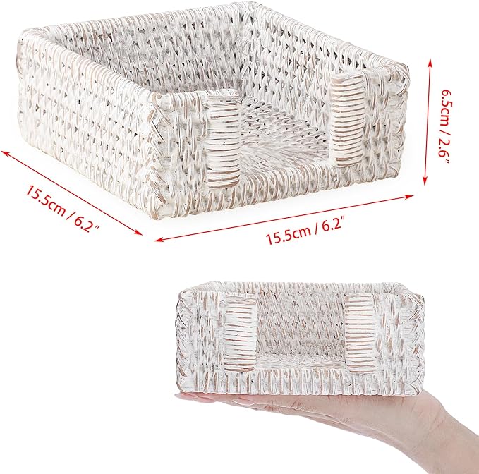 Sumnacon Napkin Holder for Table, Square Cocktail Napkin Holders, Wicker Rattan - Image 3