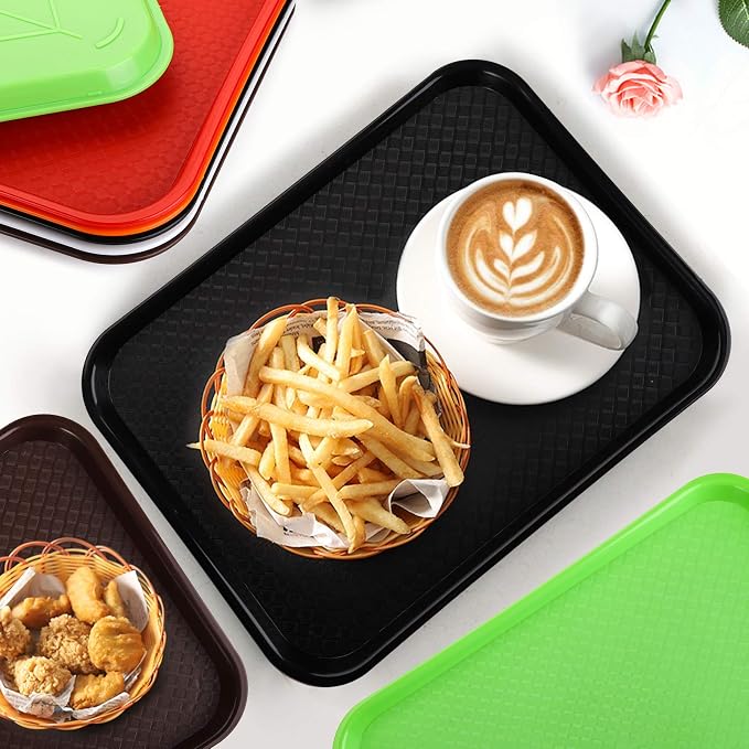 12 Pack Fast Food Tray, 13.7 x 10.5 Inch Plastic Restaurant Serving Tray - Image 9