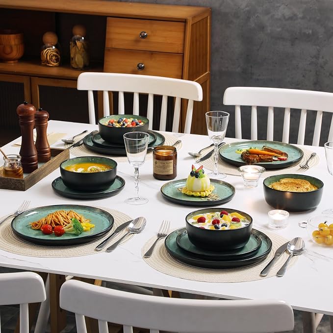 vancasso Plates and Bowls Sets, 18 Pieces Stoneware Dinnerware Sets - Image 9