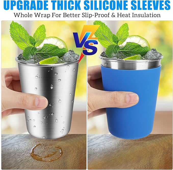 ShineMe Stainless Steel Kids Cups, Straws & Silicone Sleeves, BPA Free - Image 3