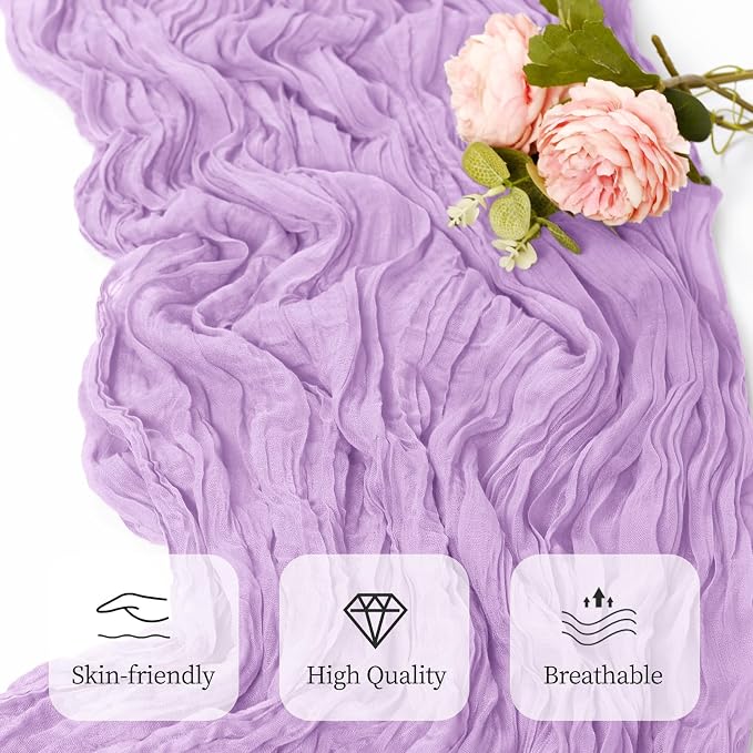 12 Pack Lavender Cheesecloth Table Runner 17x108 Inch Semi Sheer Boho Gauze - Image 5