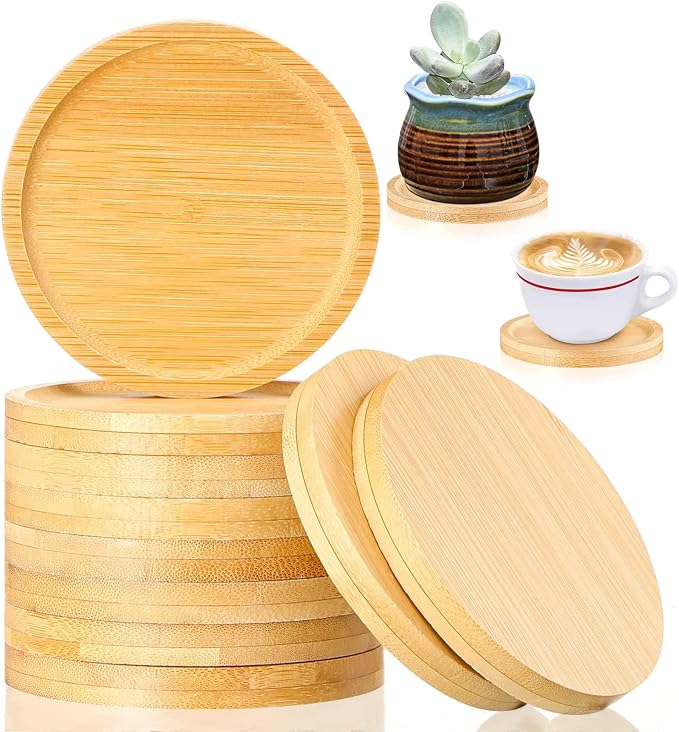 Patelai 20 Pcs Round Bamboo Coasters by Patelai