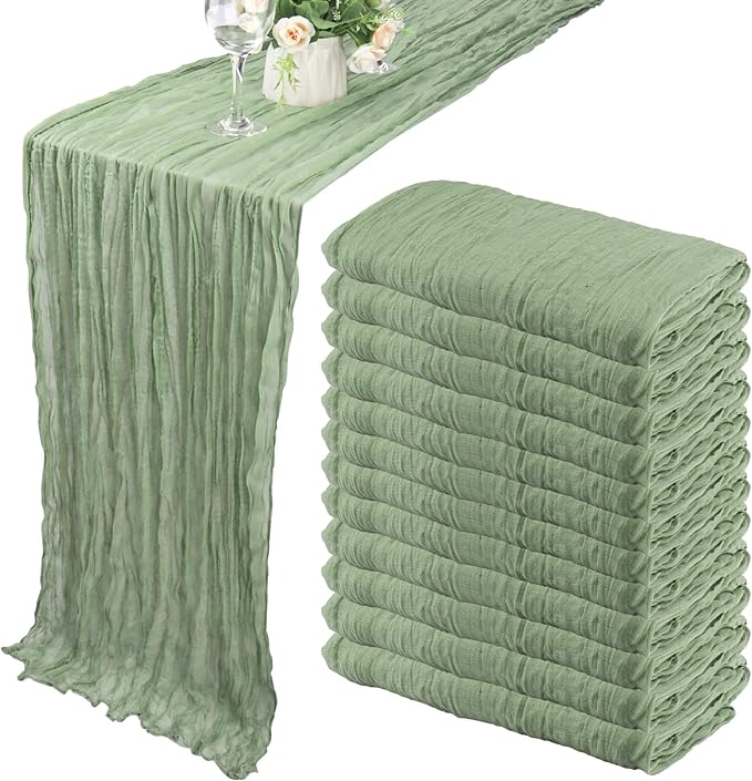 12 Pack 10Ft Cheesecloth Table Runner 35x120 Inch Boho Gauze Table Runner by Fivenl