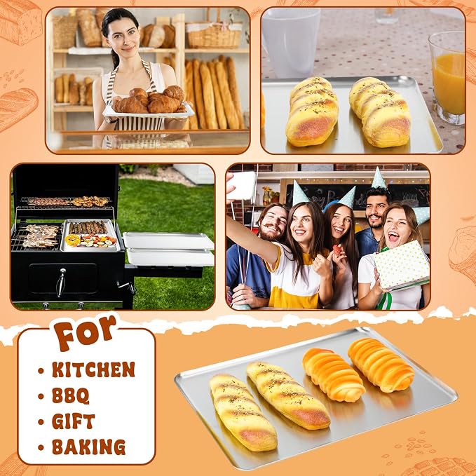 6 Pack Stainless Steel Tray 16 x 12 Inch Metal Food Serving Tray - Image 5