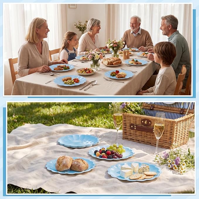 NatNarr 30 Pcs Light Blue Paper Plates 7.5 Inch Blue Plates - Image 5