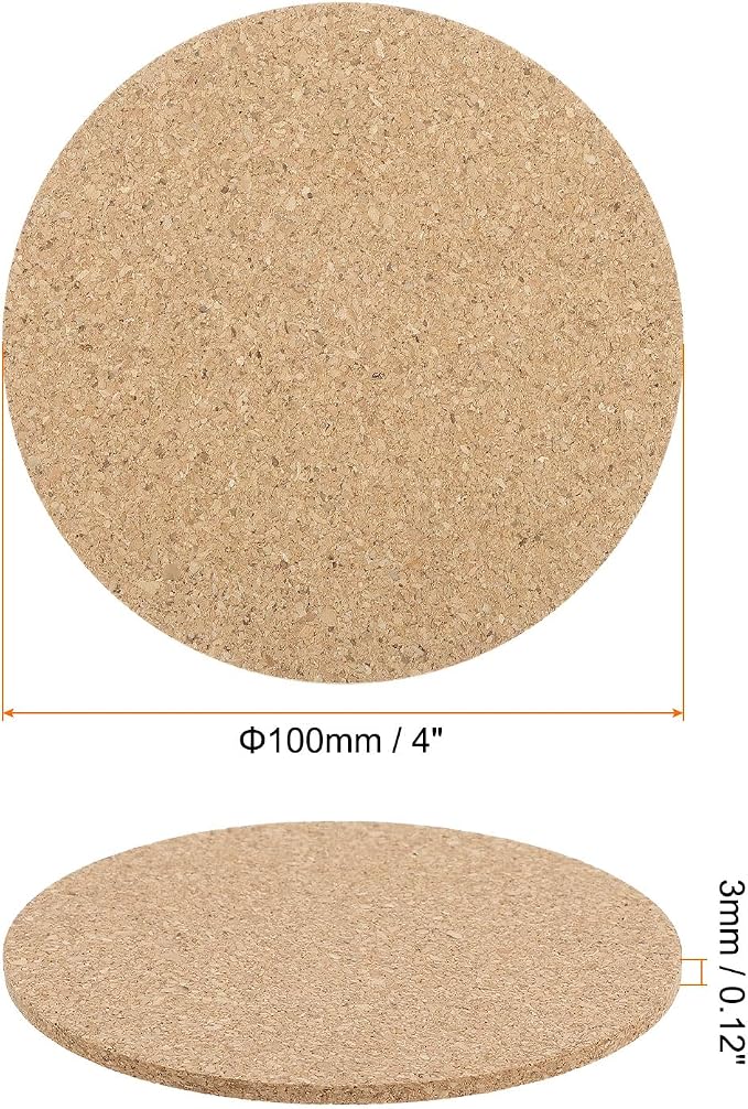 HARFINGTON 12pcs Cork Coasters 4 Inch 0.12 Inch Thick Non-Slip Heat-Resistant - Image 2