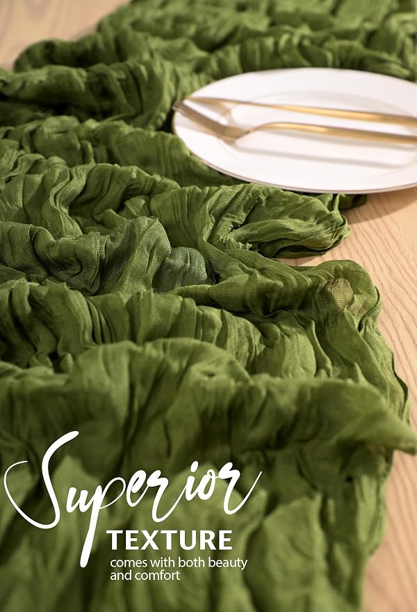4 Pack Cheesecloth Table Runner 10FT Olive Green Table Runner Boho Gauze Cheese - Image 4