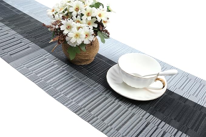 SHACOS Woven Vinyl Table Runner PVC Table Runner 12 x 71 inch Wipe Clean Indoor - Image 3