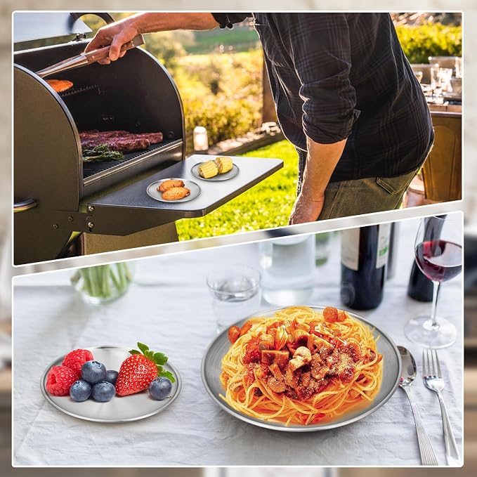 Stainless Steel Plates, 20 Set 6.7 inch 304 Metal Food Serving Plate, Reusable - Image 5