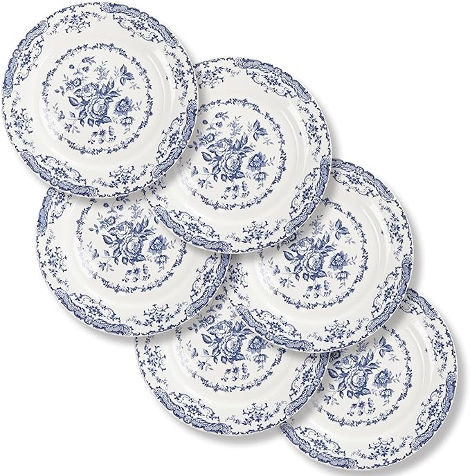 Salad Plates, Ceramic Plates Set of 6, Kitchen Plates Microwave Safe, 8.5 Inch by HomeElves