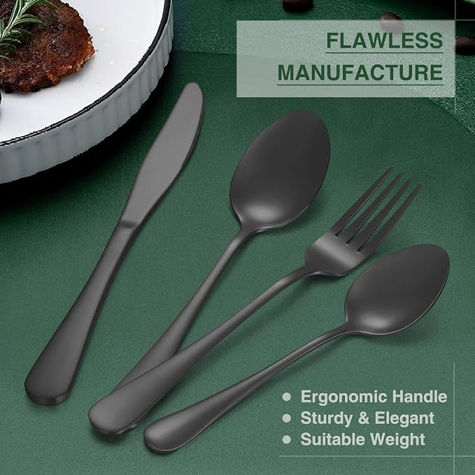 60-Piece Black Silverware Set - Image 4