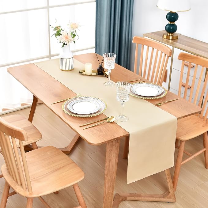 Farmhouse Beige Table Runner Dining Table Runners 72 Inches Long Coffee Table - Image 2
