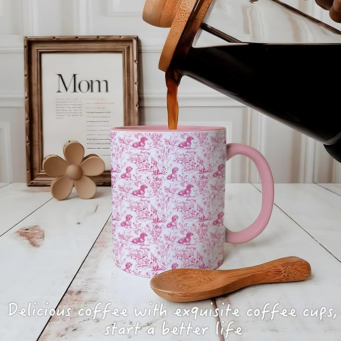 Pink Chinoiserie Dachshund Mug, Grandmillennial Sausage Weiner Dog Coffee Tea - Image 3