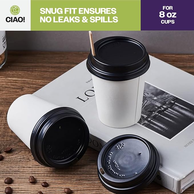 CIAO! Coffee Cup Sipper Black Dome Lid, Designed and Fit - Image 5
