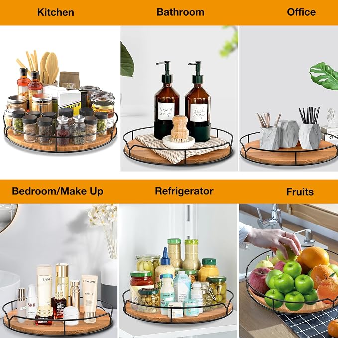 Lazy Susan Turntable Organizer for Cabinet Pantry Kitchen Countertop Computer - Image 4
