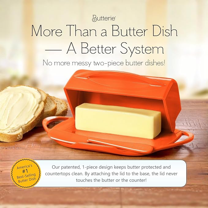 Flip Top Butter Dish with Attached Lid & Matching Knife - Image 2