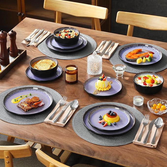 vancasso Plates and Bowls Sets, 18 Pieces Stoneware Dinnerware Sets - Image 6