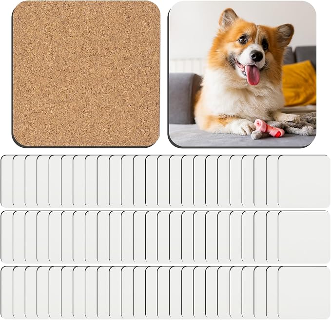 84 Pcs Sublimation Coasters Blanks, 3.93 x 3.93 Inch, MDF Cork | Sublimation by Guiqulai