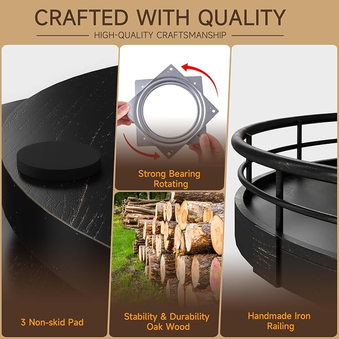 AMH 12-Inch Oak Lazy Susan Vanity Tray - Image 4