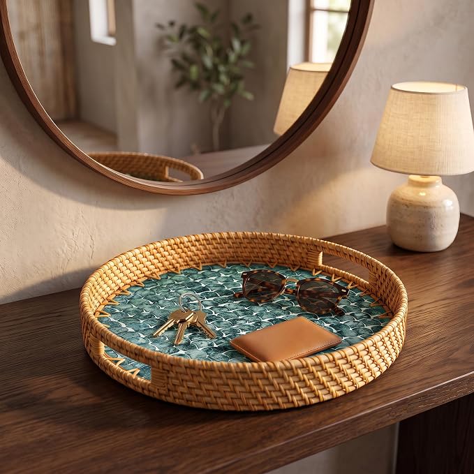 JUNGLE CULTURE Round Rattan Tray - Image 8