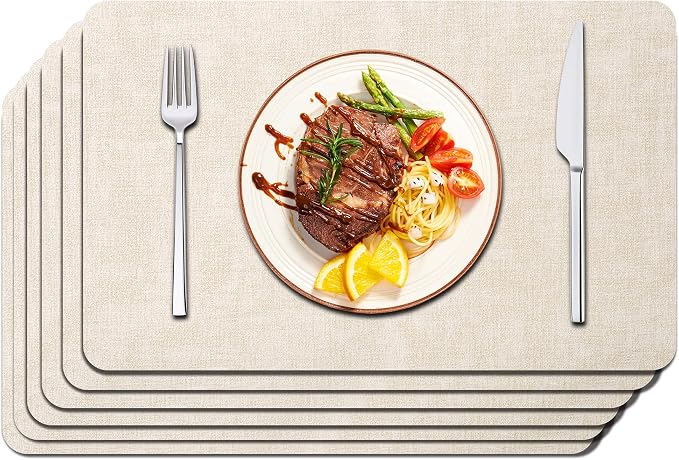 Maxpearl Faux Leather Placemats Set of 6, Suitable by Maxpearl