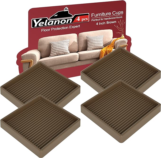 Furniture Coasters 4 Pcs 4” Furniture Caster Cups by Yelanon