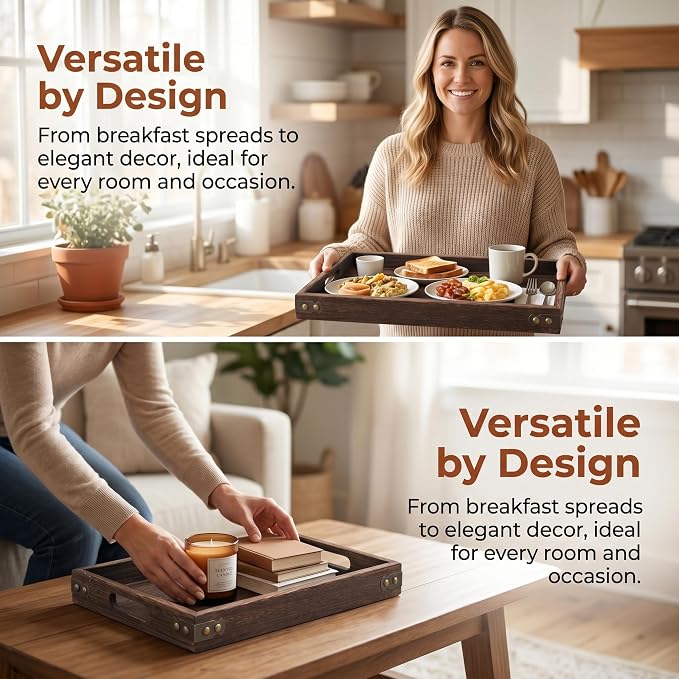 TOPZEA 3 Pack Wood Serving Tray - Image 6