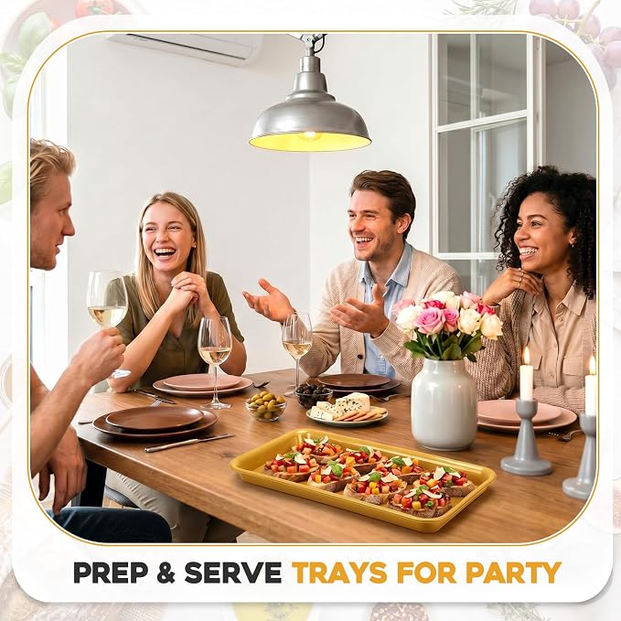 20 Pcs Serving Platters 14 x 6 Inch Rectangle Serving Trays Reusable Food Tray - Image 7