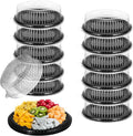 12 Pack Catering Trays with Lids, Round 12 Inch Veggie Tray with Lid, by Unknown