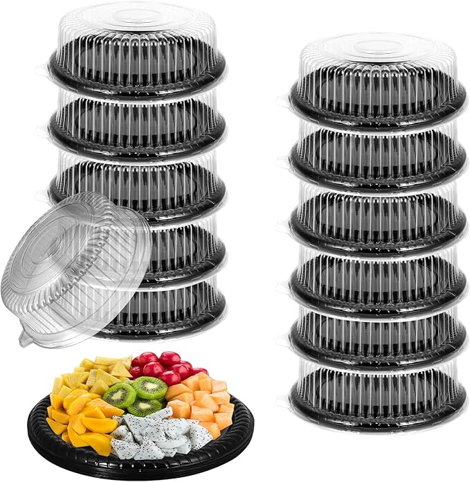 12 Pack Catering Trays with Lids, Round 12 Inch Veggie Tray with Lid, by Unknown